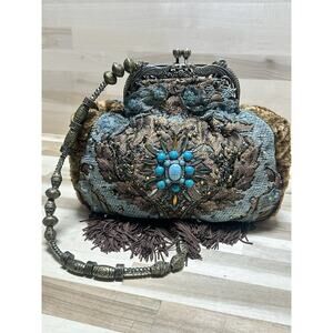 Mary Frances Jacquard Beaded Flapper Evening Bag Fringes Art Jewel Purse NWOT